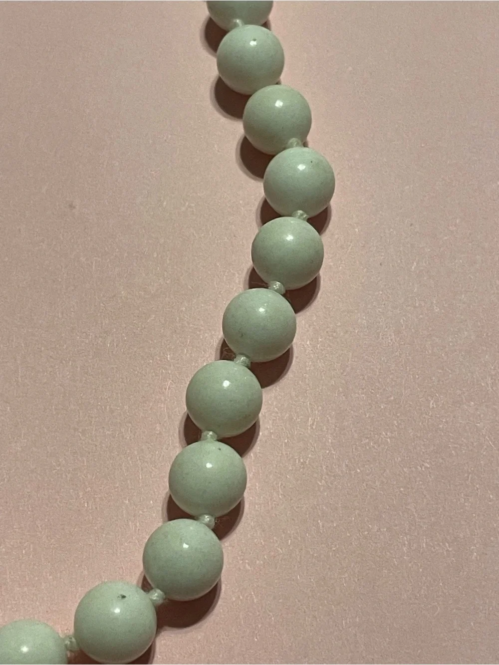 14K GF Knotted Milk Glass Bead Necklace #9181